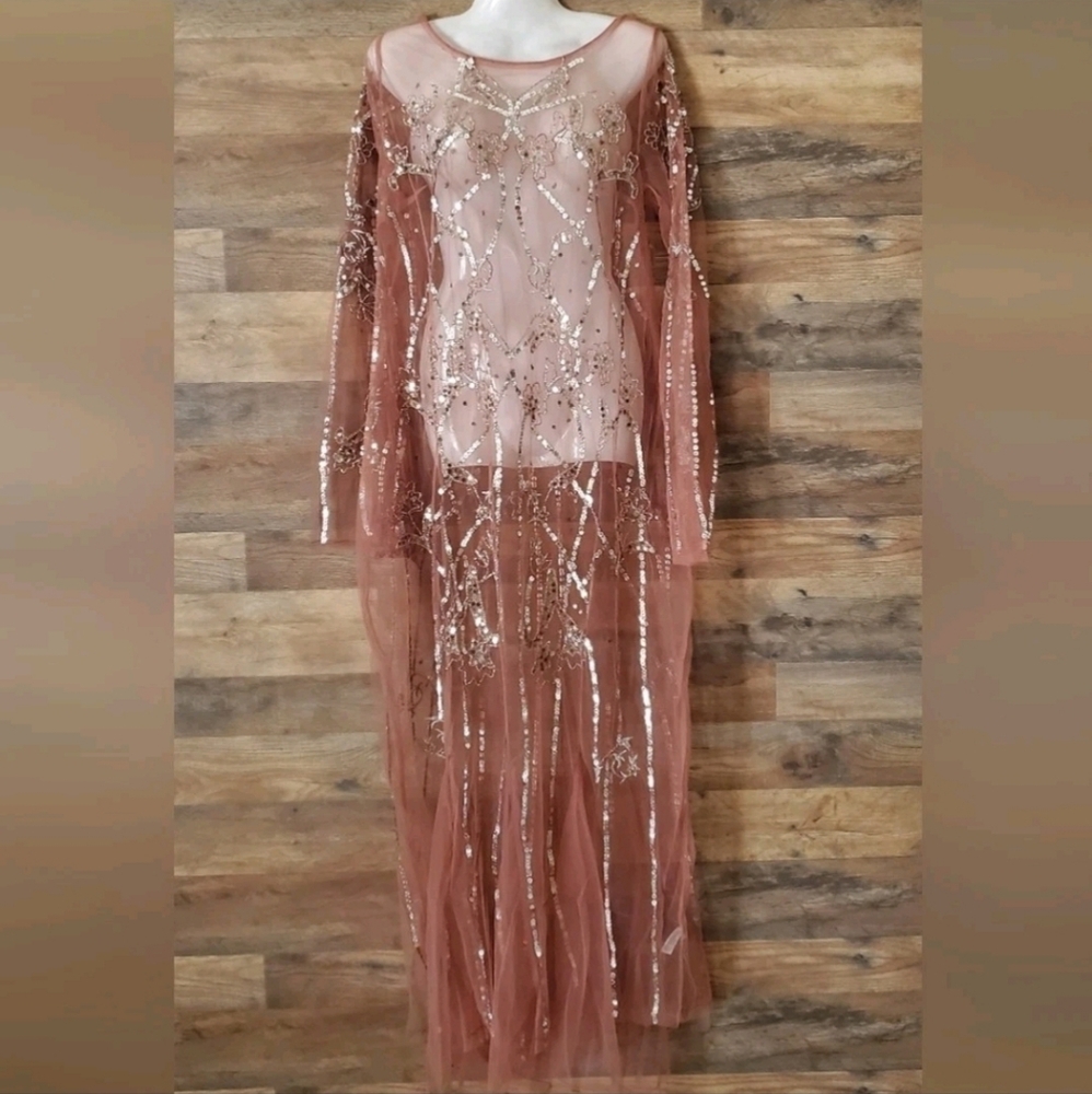 NWT Free people starlight slip maxi dress embellished sequins new with Tags Sz S - Picture 9 of 10